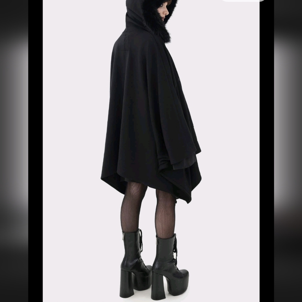 Killstar Black Hooded Poncho Sweater - Picture 2 of 10